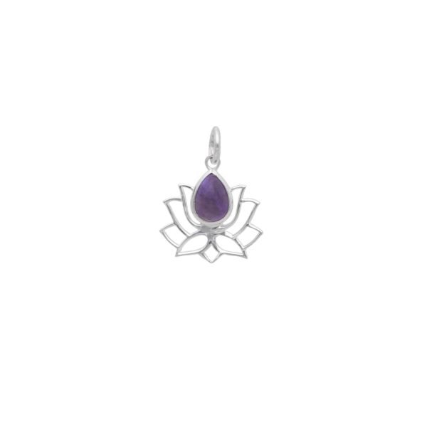 COLGANTE FLOR DE LOTO PIEDRA NATURAL - Imagen 3