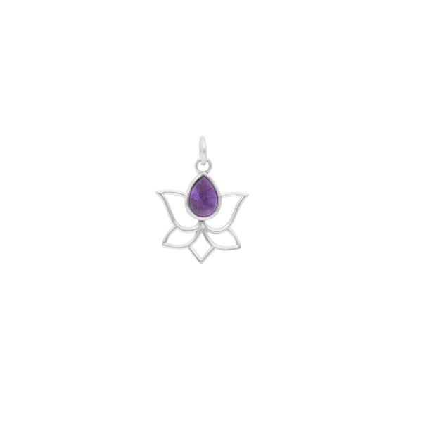 COLGANTE FLOR DE LOTO PIEDRA NATURAL - Imagen 2