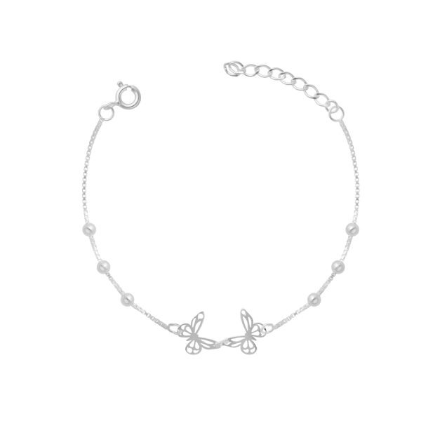 PULSERA MARIPOSAS, BOLITAS 3 MM-16 CM