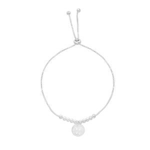 PULSERA AJUSTABLE BOLITAS MEDALLA CORAZÓN HUELLA DE PERRO