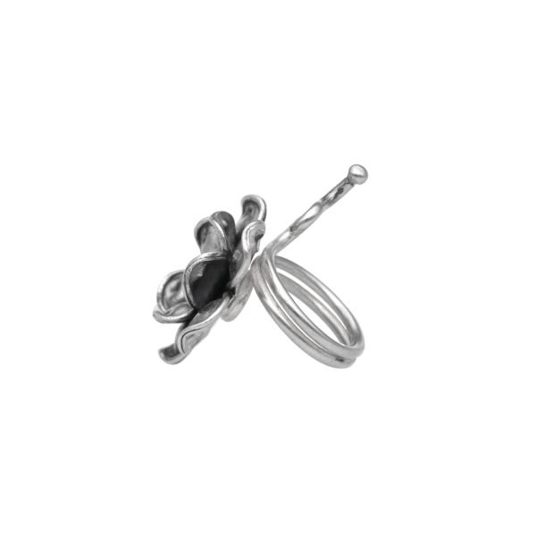 ANILLO AJUSTABLE FLOR CON TALLO HECHO A MANO - Imagen 2