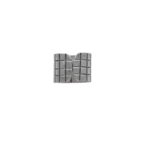 ANILLO AJUSTABLE PATRÓN CUADRADOS HECHO A MANO - Imagen 2