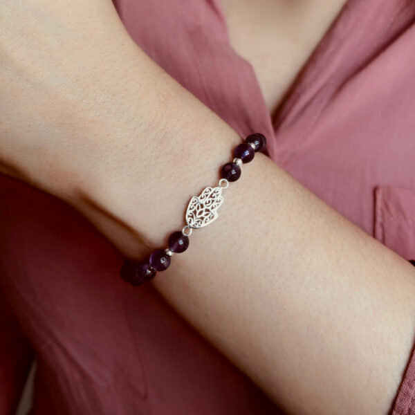 PULSERA ELÁSTICADA PIEDRA NATURAL MANO DE FÁTIMA - Imagen 2